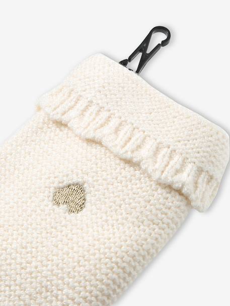 3-piece knit hat, snood and mittens set for baby girls ecru 