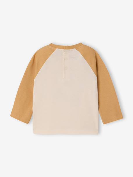 Long-sleeved baby t-shirt with placement print on the front curry yellow+navy blue 