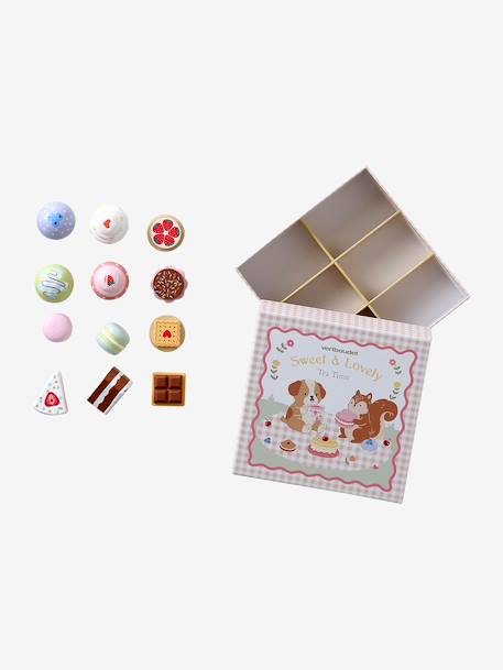 FSC® 100% wooden pastry box multicoloured 