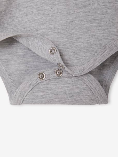 Pack of 2 newborn long-sleeved polo collar bodysuits marl grey 