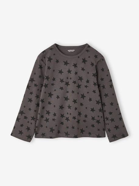 Long-sleeved T-shirt for girls ecru+grey+navy blue 