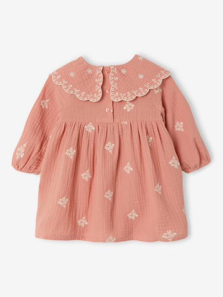 Long-sleeved dress for baby girls apricot 
