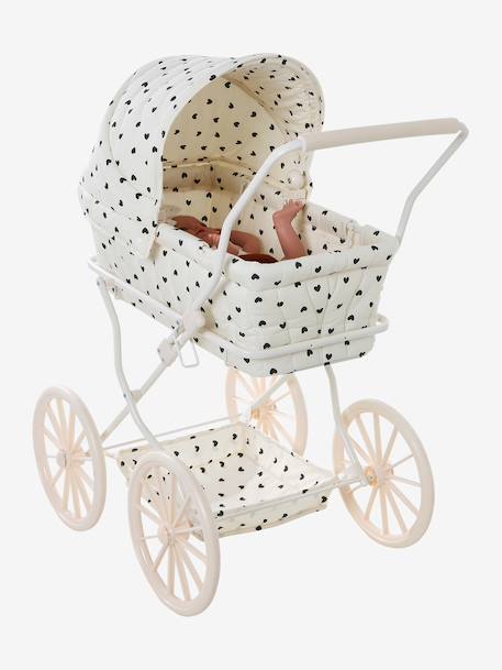 Pram for baby doll black+ecru 