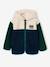 Zip-up hooded cardigan for boys fir green+medium blue 