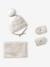 3-piece knit hat, snood and mittens set for baby girls ecru 
