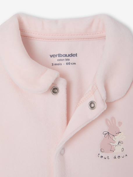 Pack of 2 baby sleepsuits with front opening cappuccino+pale pink+sage green 