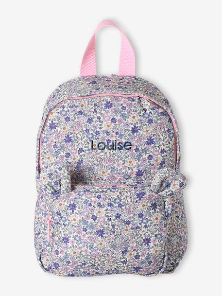 Floral Backpack, Playschool Special, Adorned with Bear Ears, for Girls sage green+soft lilac 
