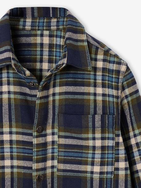 Chequered Flannel Shirt for Boys camel+chequered green+chequered navy blue+English green+night blue+slate blue 