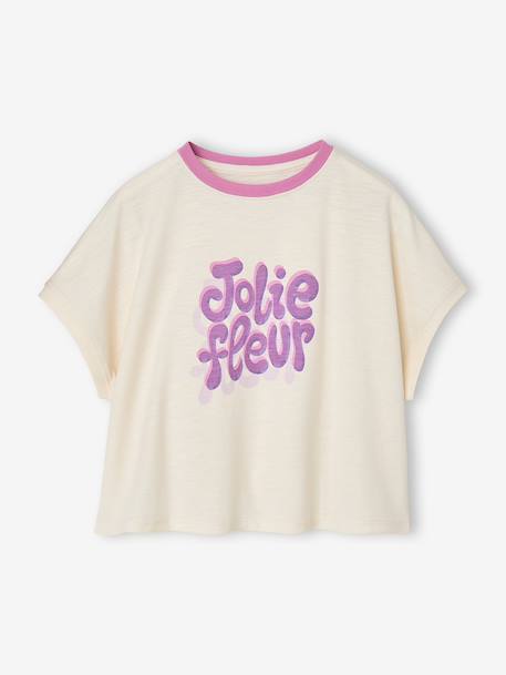 Short-sleeved T-shirt for girls ecru 