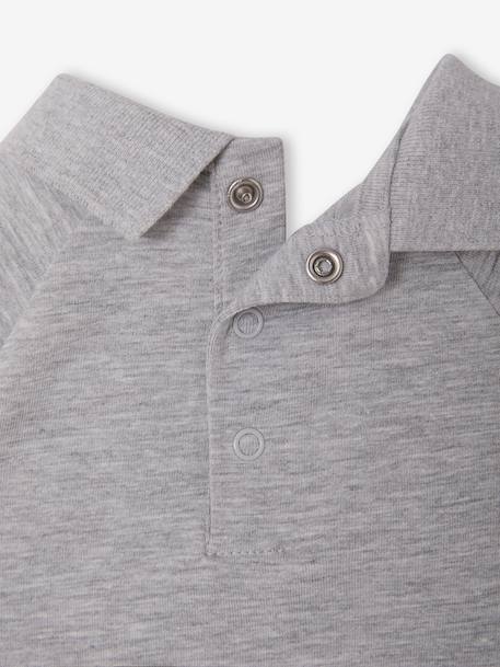 Pack of 2 newborn long-sleeved polo collar bodysuits marl grey 
