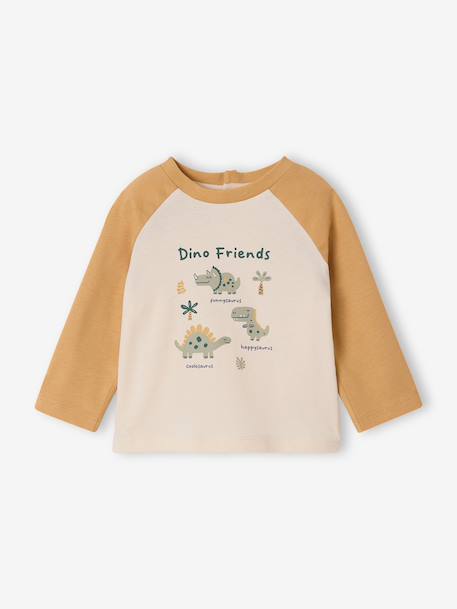 Long-sleeved baby t-shirt with placement print on the front curry yellow+navy blue 