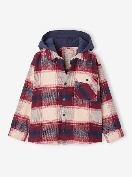 Hooded shirt for boys bordeaux red 