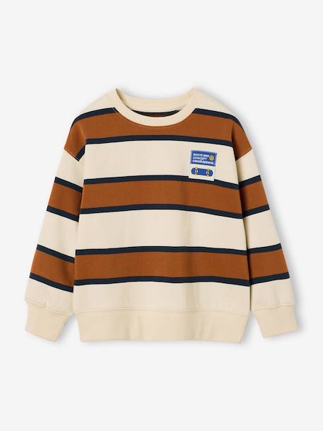 Striped sweatshirt with crew neck for boys hazel+navy blue+pistachio 