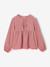 Long-sleeved blouse for girls blush+ecru 