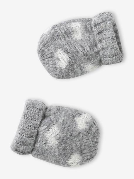 Knitted hat, snood and mittens set for baby girls marl grey 