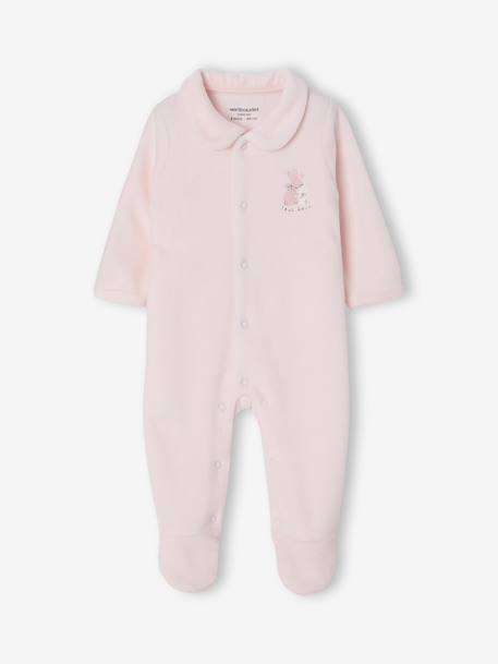 Pack of 2 baby sleepsuits with front opening cappuccino+pale pink+sage green 
