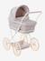 Pram for baby doll black+ecru+rose 