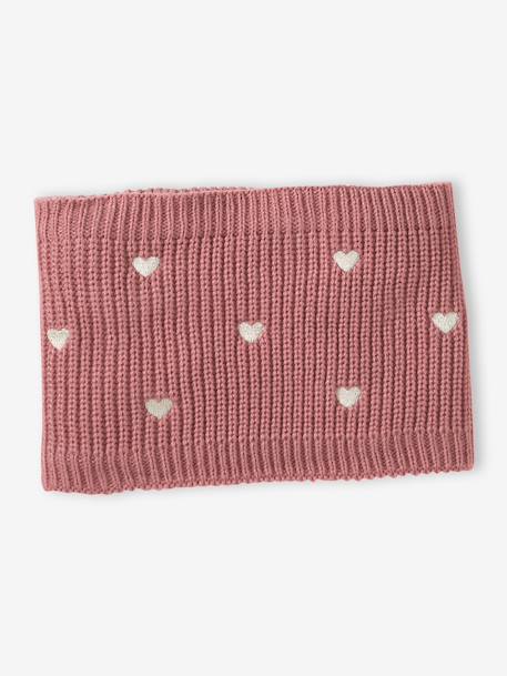 3-piece knit hat, snood and mittens set for girls rose 