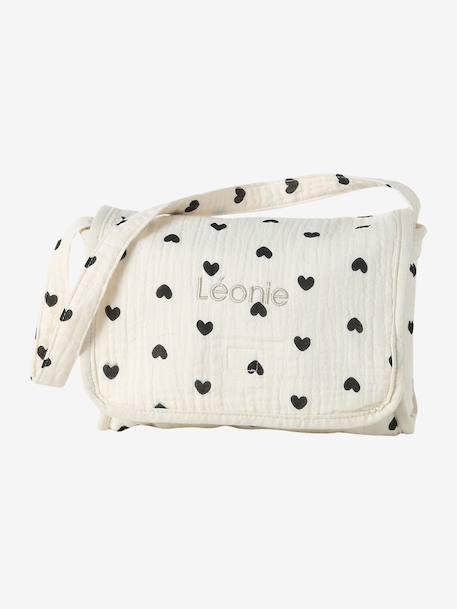 Premium Doll Changing Bag + Nappy + Bib black+ecru 