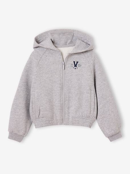 Zip-up hooded sweatshirt for girls marl grey 