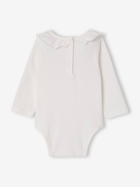 Pack of 2 newborn long-sleeved bodysuits with frilled collar pale pink 