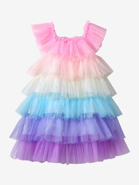 Fancy dress ruffle dress multicoloured 