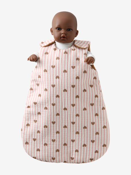 Baby Sleep Bag in Cotton Gauze, for Dolls black+blush+brown+printed pink+rose+yellow 