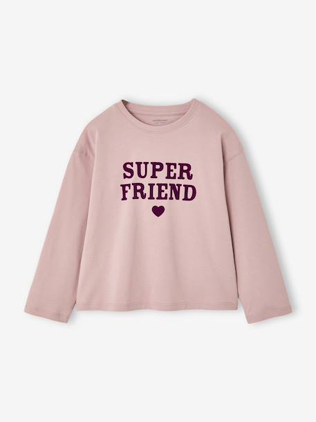 Long-sleeved T-shirt for girls green+ink blue+pale pink 