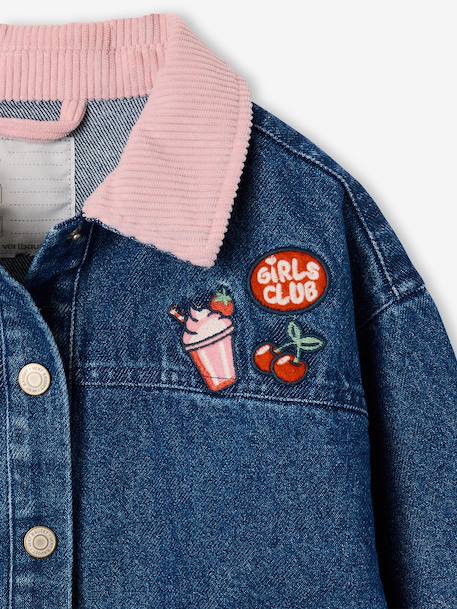 Denim jacket with corduroy collar for girls medium blue 