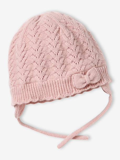 Baby knit hat, snood and mittens set rosy 