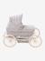 Pram for baby doll black+ecru+rose 