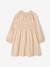 Short dress with long sleeves for girls cinnamon+ecru 