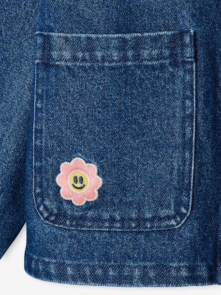 Denim jacket with corduroy collar for girls medium blue 