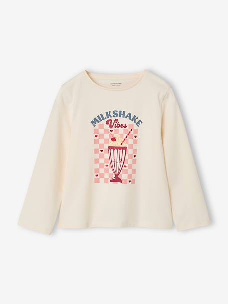 Long-sleeved T-shirt for girls ecru 