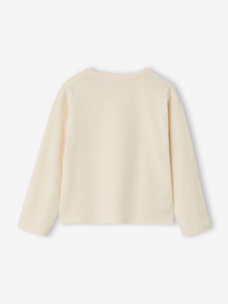 Long-sleeved T-shirt for girls anthracite+ecru+old rose 