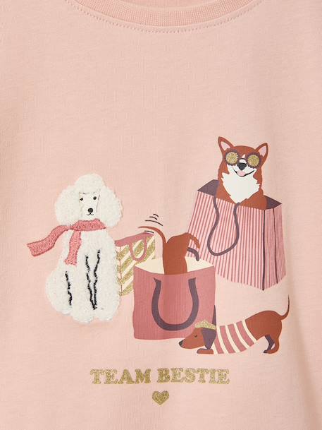 Long-sleeved T-shirt for girls ecru+rosy 