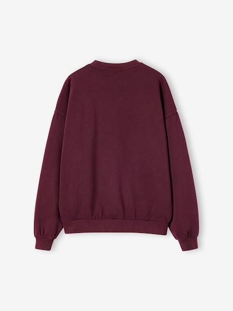 Oversized Leopard Print Slogan Sweatshirt for Girls, JONEN anthracite+bordeaux red 