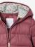 Lightweight hooded puffer jacket for girls grey green+lilac+navy blue+plum+rose 
