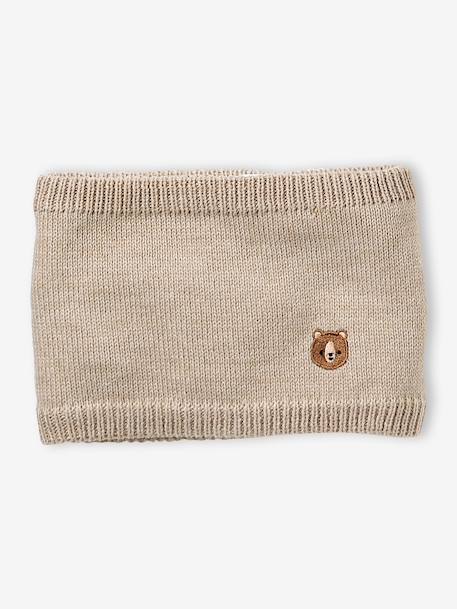 Baby hat, snood and mittens set beige 