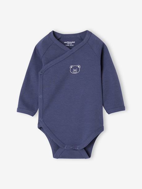 Pack of 3 long-sleeved newborn bodysuits for boys blue 