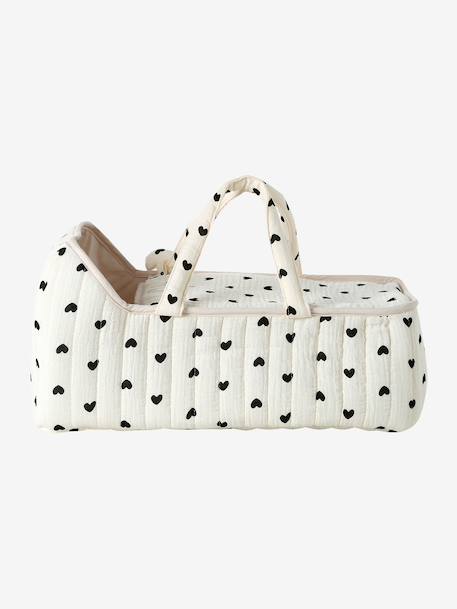 Carrycot for Dolls in Cotton Gauze black+rose+yellow 