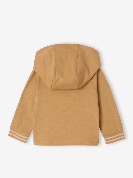Long-sleeved hooded T-shirt for baby boys ochre 