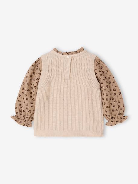 2-in-1 Jumper for Babies ecru+rosy+sky blue 