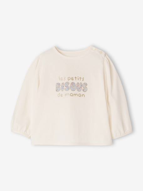 Long-sleeved T-shirt for baby girls ecru 