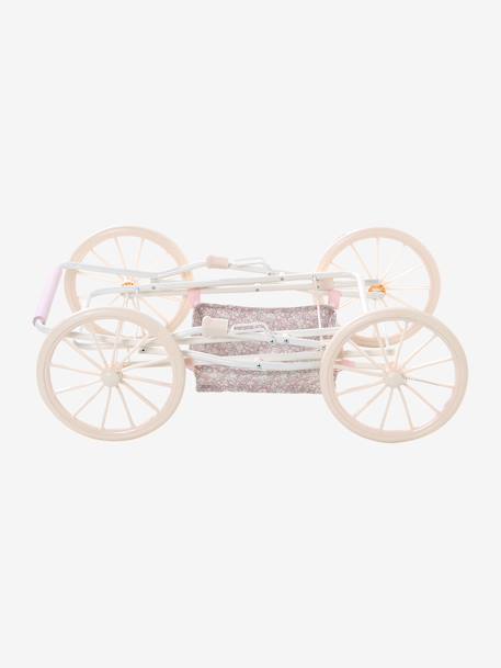 Pram for baby doll black+ecru+rose 
