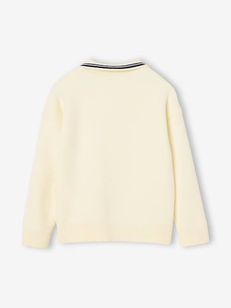 Long-sleeved polo jumper for girls ecru 