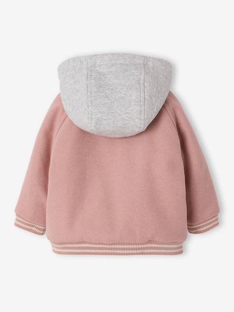 Hooded varsity jacket for baby girls rosy 