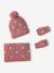 3-piece knit hat, snood and mittens set for girls rose 