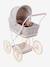 Pram for baby doll black+ecru+rose 