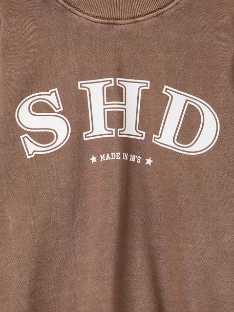 Printed sweatshirt with long sleeves for girls chocolate+grey 